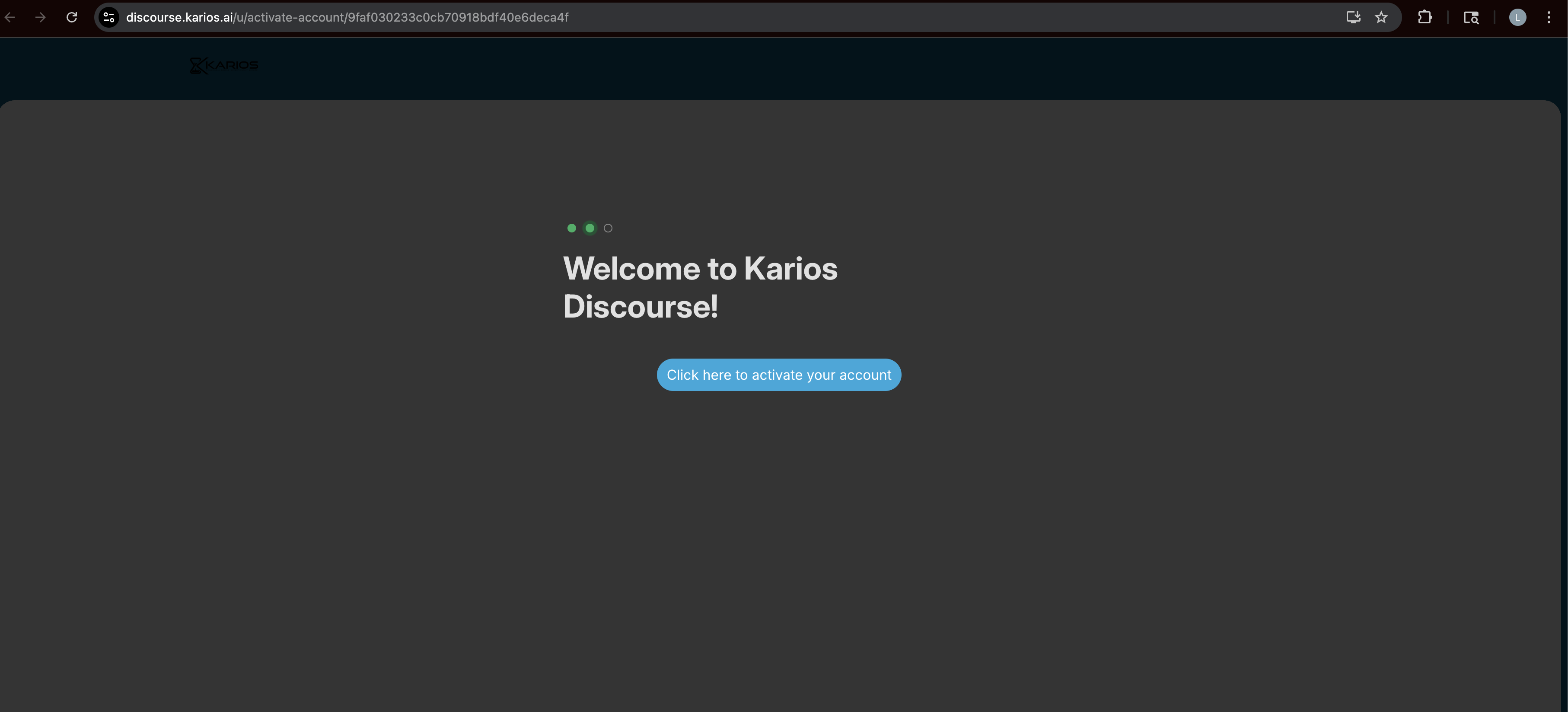 Karios Discourse Activation Link
