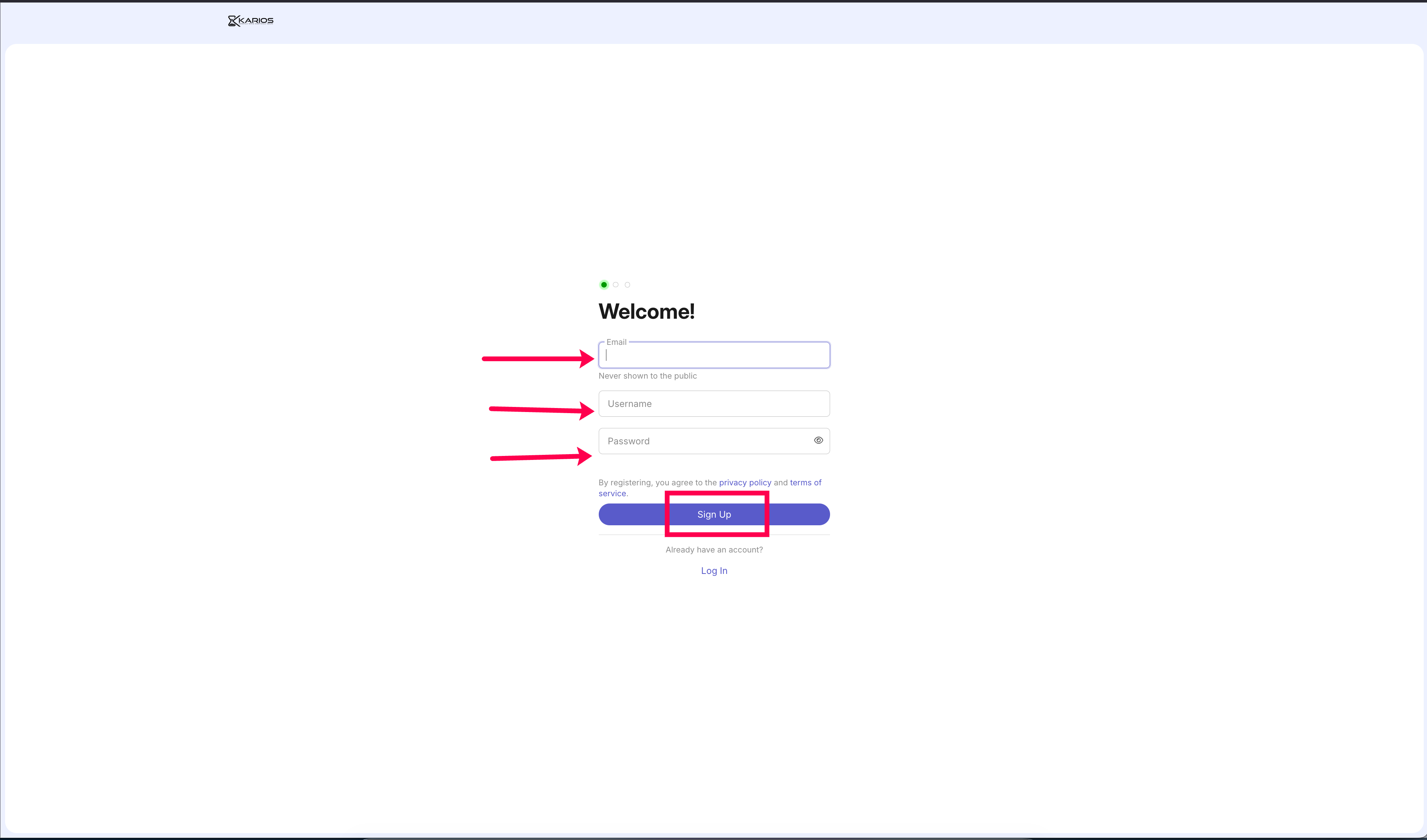 Filled Karios Discourse Registration Form