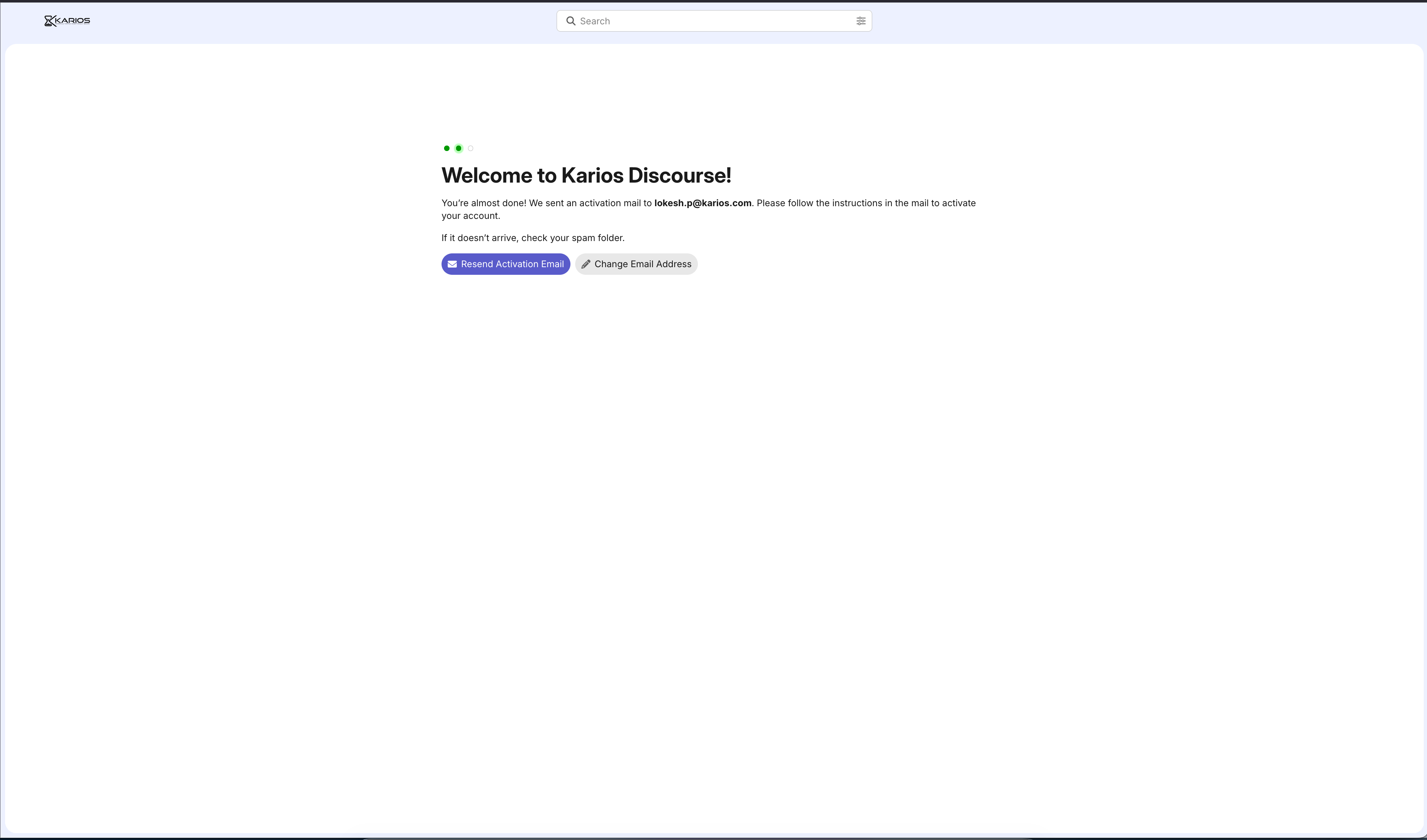 Karios Discourse Registration Submitted
