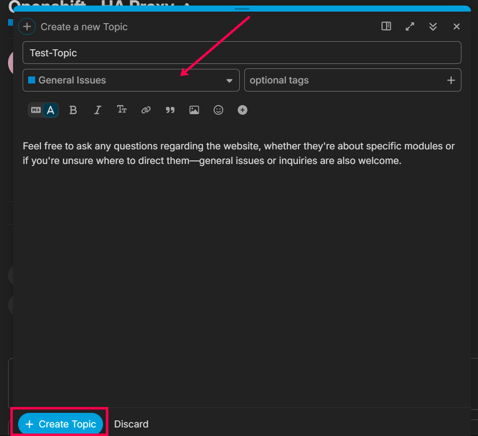 Karios Discourse Submit Topic Button